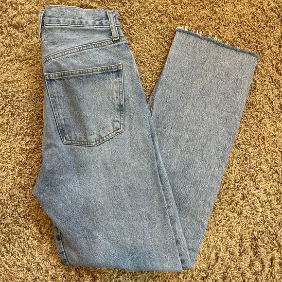 Agolde Criss Cross Straight Women Jeans with Raw Hem in Size 25 Light Wash - Picture 8 of 10